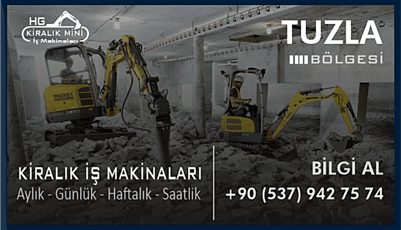 Tuzla Kiralık Mini Ekskavatör 2 Tonluk Ekskavatör Kirala