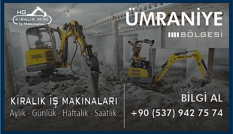 Ümraniye Kiralık Mini Ekskavatör 2 Tonluk Ekskavatör Kirala